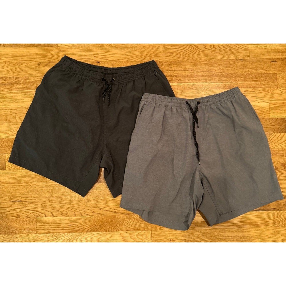 Burnside Hybrid Shorts Mens Large Black Grey 2 Pack Bundle Quick Dry Swim Trunks